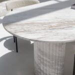 Valeria Calacatta Greek Marble Oval Dining Table