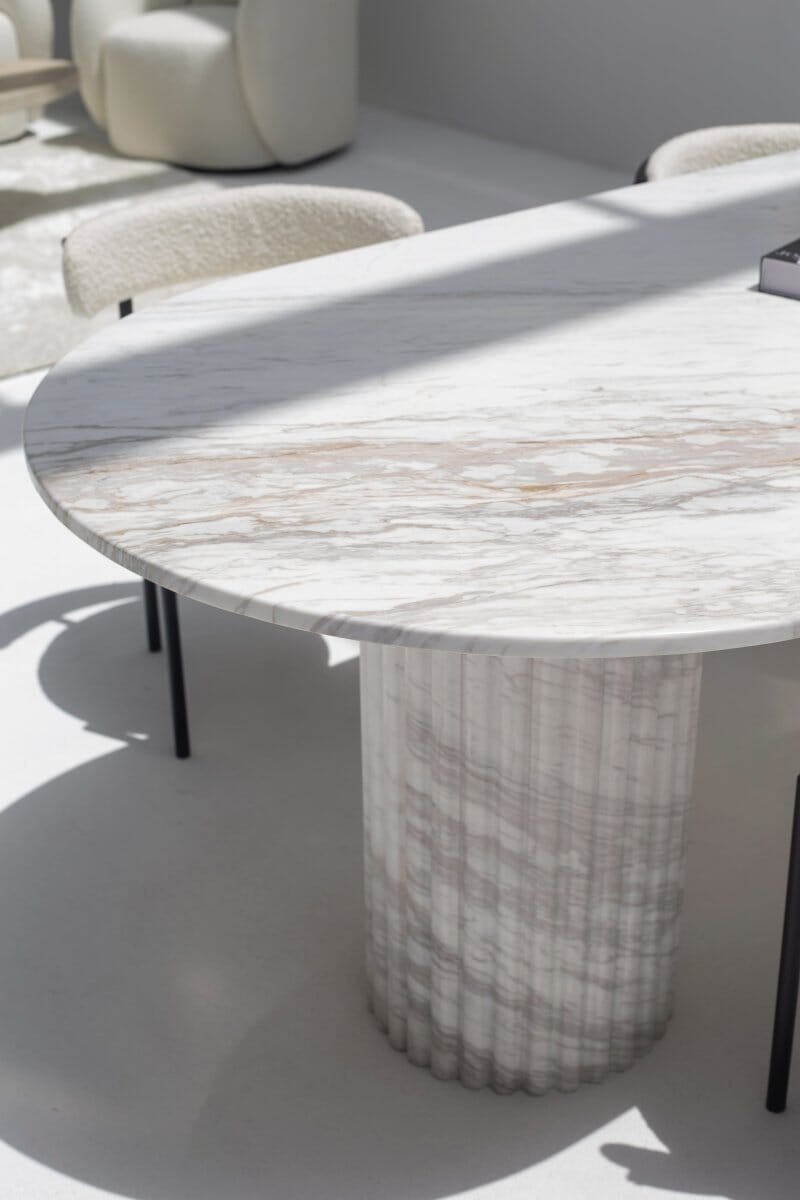 Valeria Calacatta Greek Marble Oval Dining Table - Image 5
