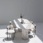Valeria Calacatta Greek Marble Oval Dining Table