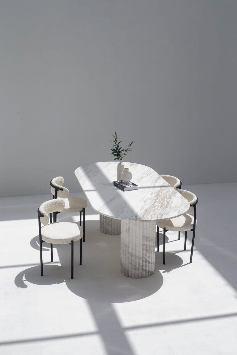 Valeria Calacatta Greek Marble Oval Dining Table - Image 8