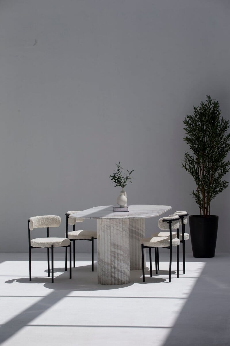 Valeria Calacatta Greek Marble Oval Dining Table - Image 9