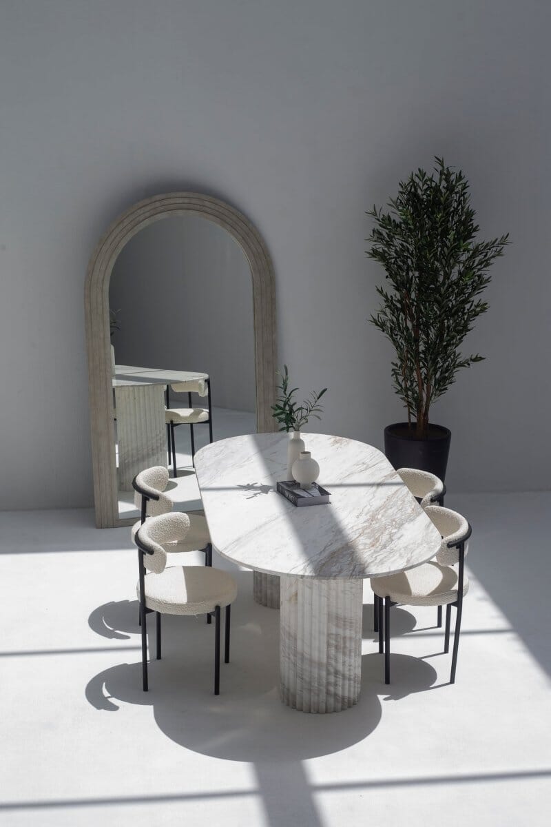 Valeria Calacatta Greek Marble Oval Dining Table - Image 12