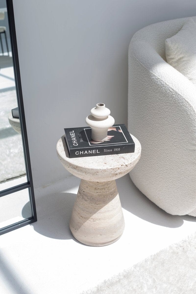 Aletea Solid Travertine Side Table - Image 5