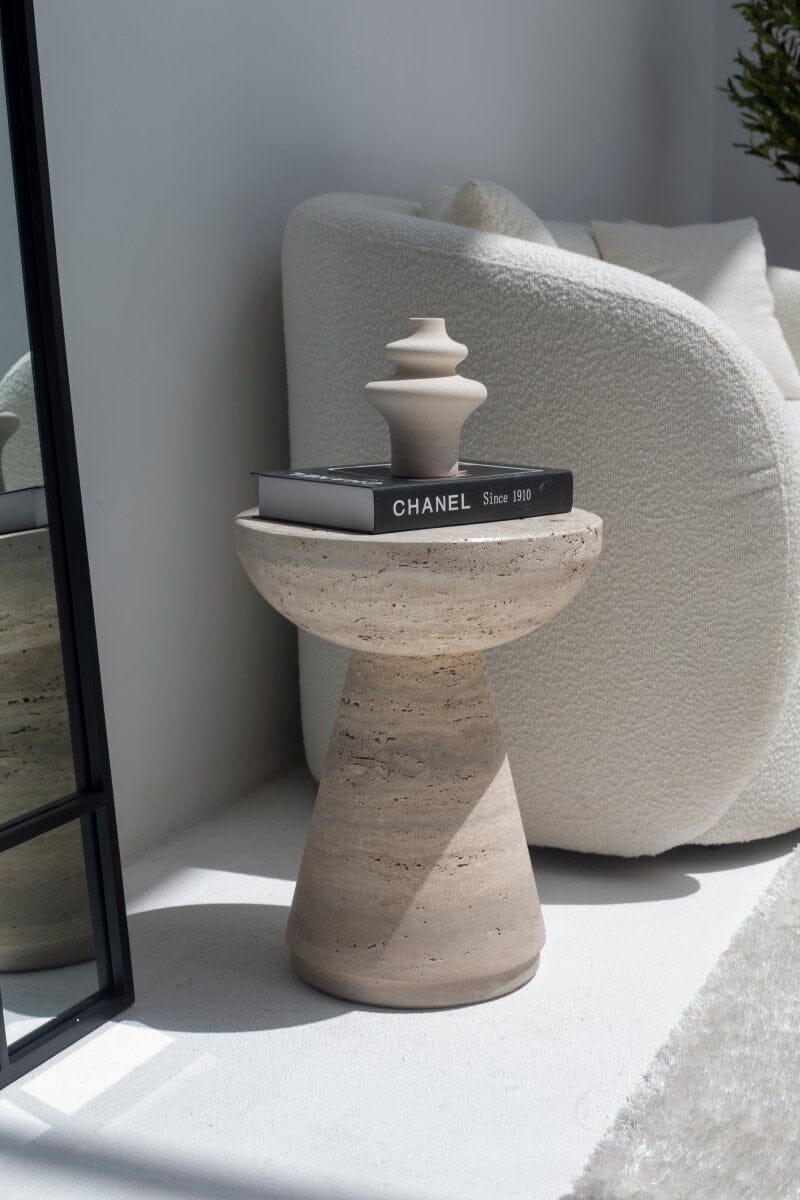 Aletea Solid Travertine Side Table - Image 6