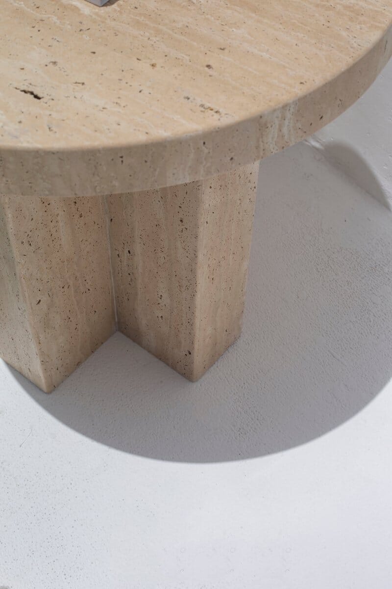Eirene Honed Travertine Side Table - Image 4