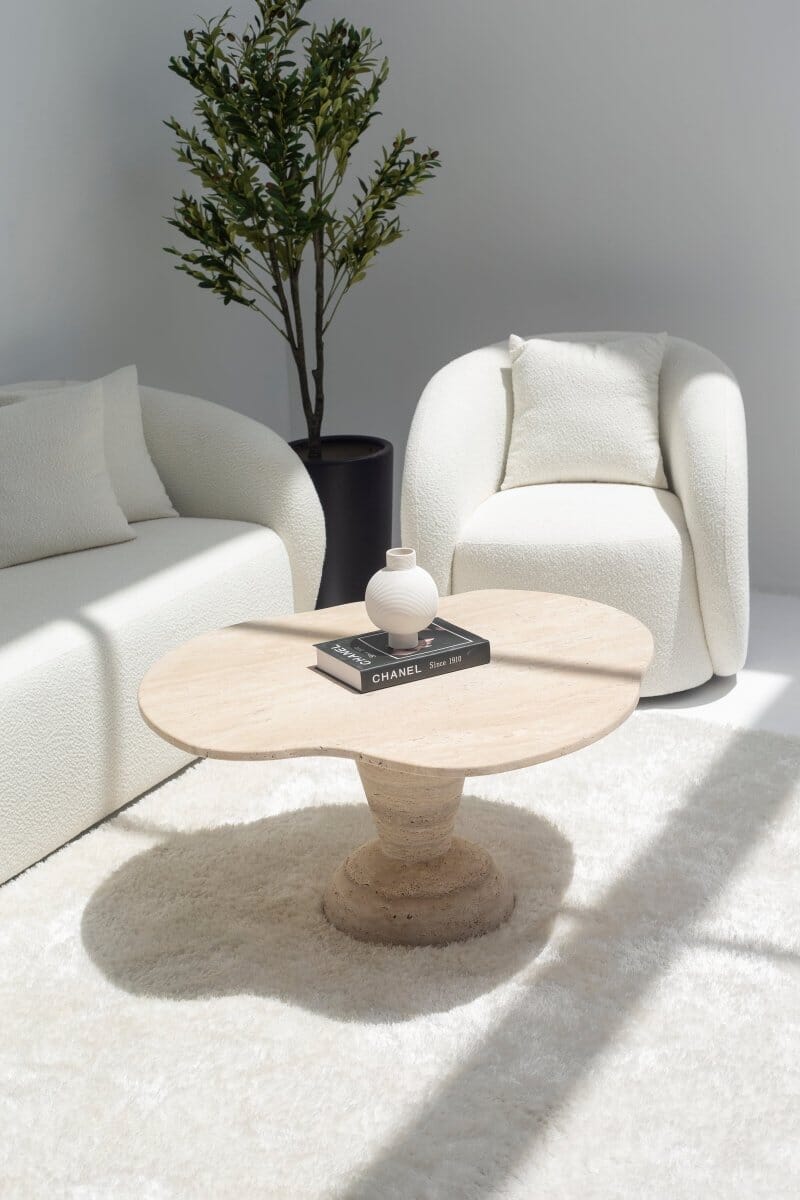 Roma Irregular Travertine Coffee Table with Travertine Base