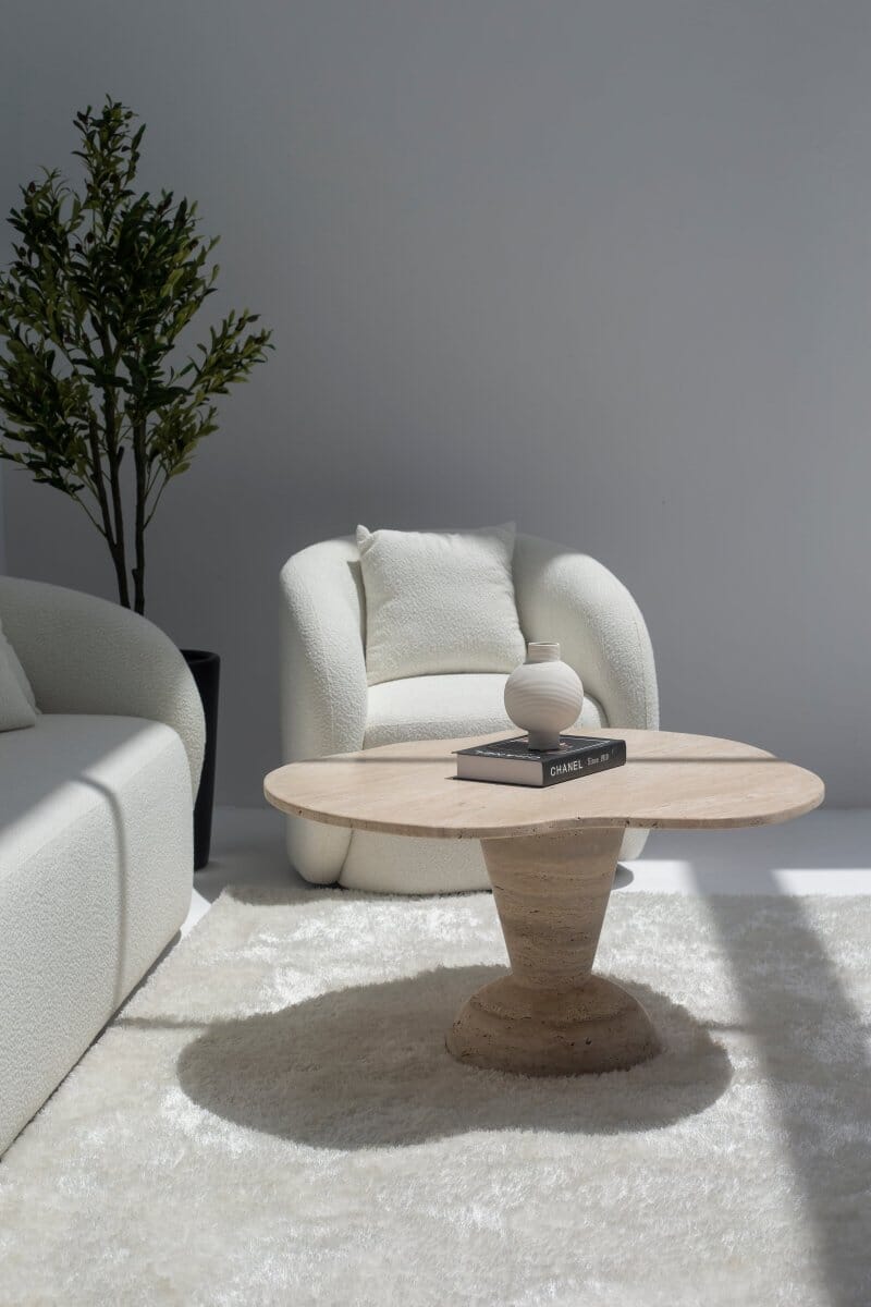 Roma Irregular Travertine Coffee Table with Travertine Base - Image 3