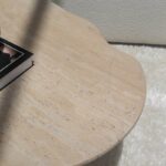 Rosa Irregular Travertine Coffee Table with Travertine Slat Base