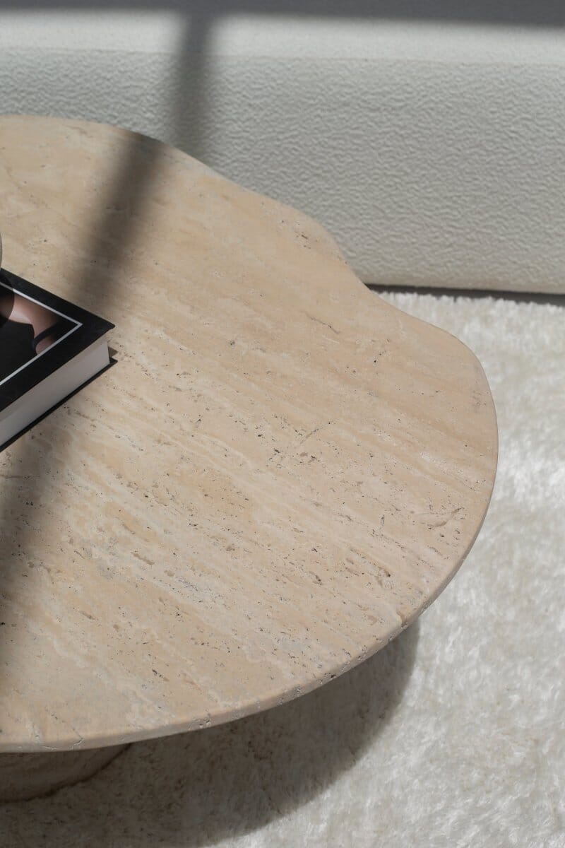 Roma Irregular Travertine Coffee Table with Travertine Base - Image 5