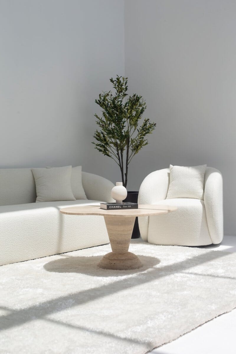 Roma Irregular Travertine Coffee Table with Travertine Base - Image 6