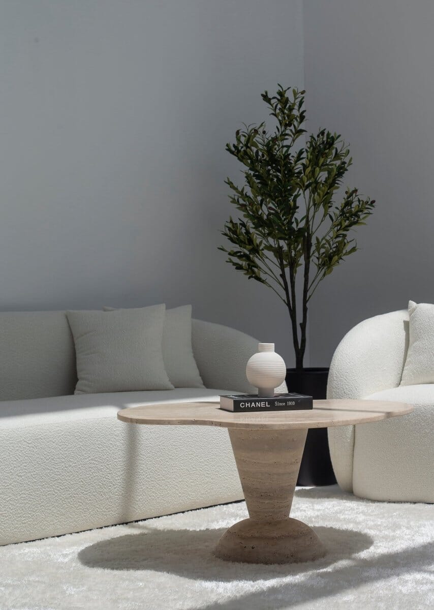 Roma Irregular Travertine Coffee Table with Travertine Base - Image 10