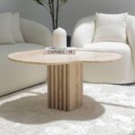 Rosa Irregular Travertine Coffee Table with Travertine Slat Base