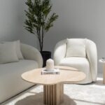 Rosa Irregular Travertine Coffee Table with Travertine Slat Base