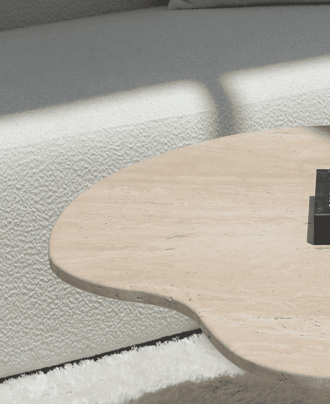 Rosa Irregular Travertine Coffee Table with Travertine Slat Base - Image 5