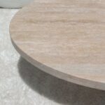 Philomena Oval Travertine Coffee Table With Travertine Slat Base