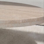 Melina Oval Travertine Coffee Table With White Base
