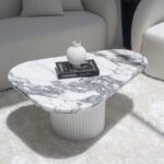 Melita Arabescato Marble Triangle Coffee Table (3 Base Colors)