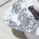 Melita Arabescato Marble Triangle Coffee Table (3 Base Colors)