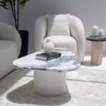 Melita Arabescato Marble Triangle Coffee Table (3 Base Colors)