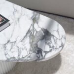 Melita Arabescato Marble Triangle Coffee Table (3 Base Colors)