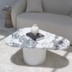 Melita Arabescato Marble Triangle Coffee Table (3 Base Colors)