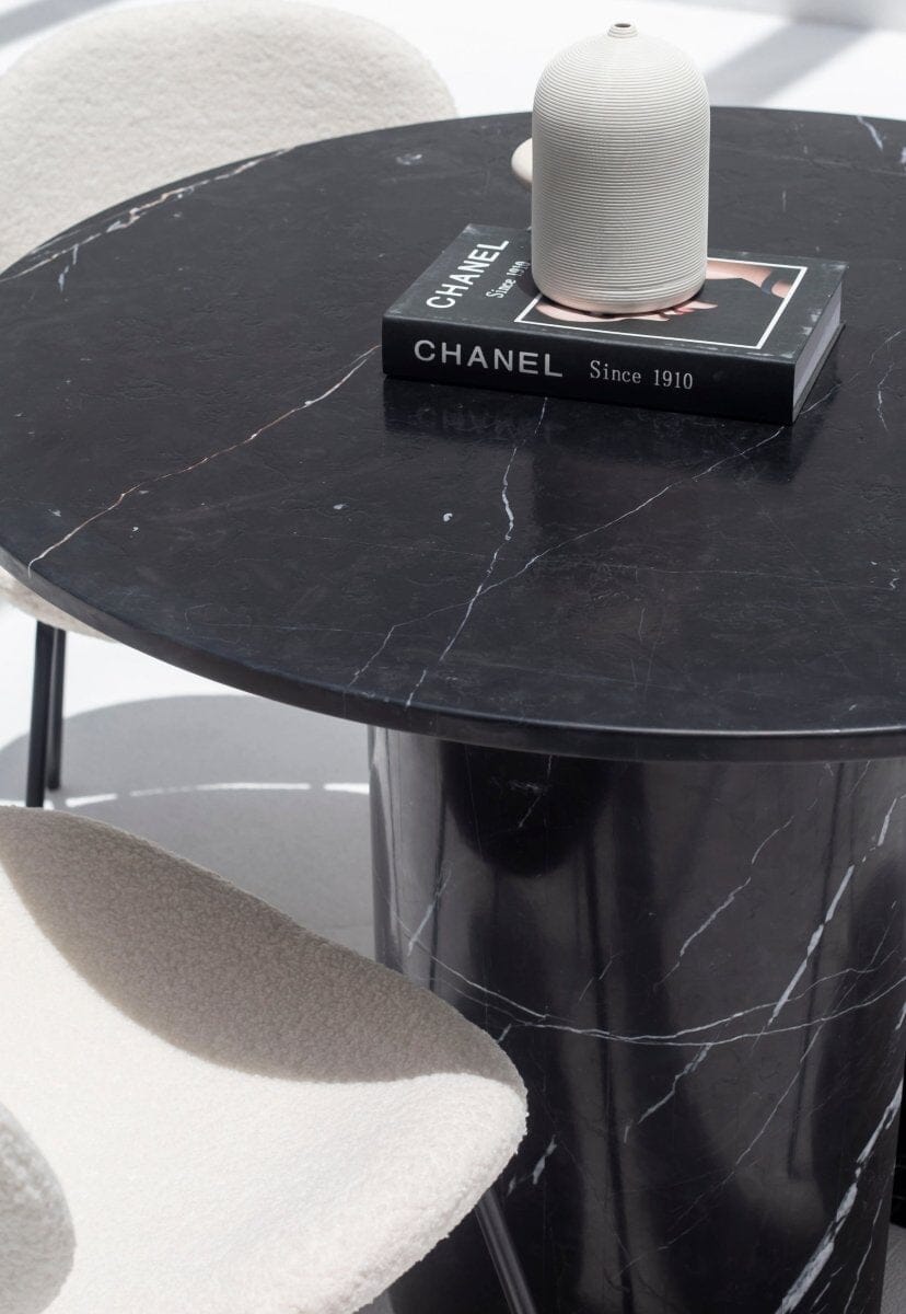 Cyrene Black Marquina Marble Dining Table - Image 4