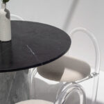 Cynthia Black Marquina Marble Dining Table with Bianco Joya Base