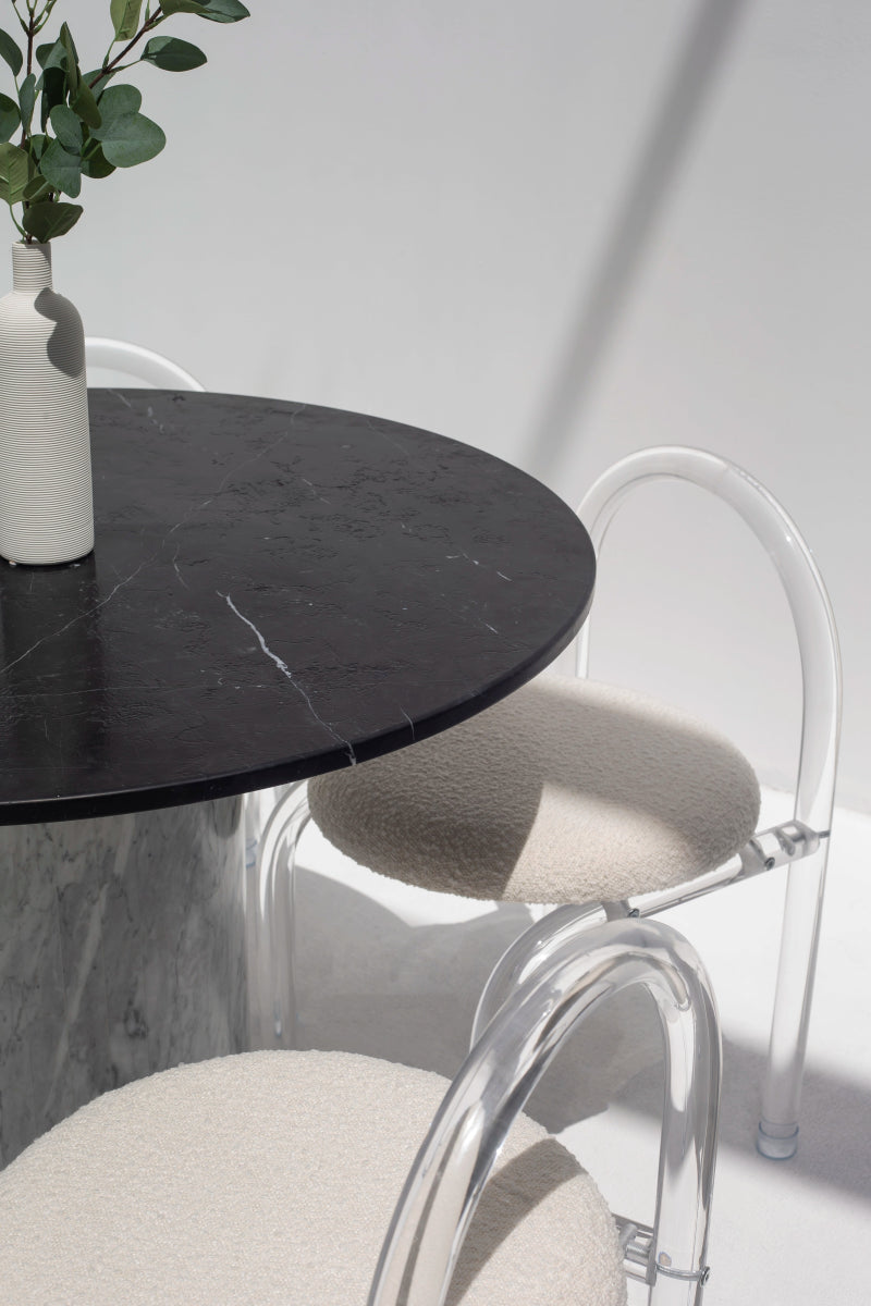 Cynthia Black Marquina Marble Dining Table with Bianco Joya Base - Image 3