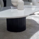 Artemisia White Quartz Irregular Coffee Table with Black Base