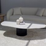 Artemisia White Quartz Irregular Coffee Table with Black Base