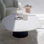 Artemisia White Quartz Irregular Coffee Table with Black Base
