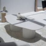 Artemisia White Quartz Irregular Coffee Table With Dual Base