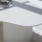 Artemisia White Quartz Irregular Coffee Table With Dual Base
