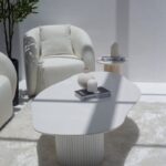 Artemisia White Quartz Irregular Coffee Table With Dual Base