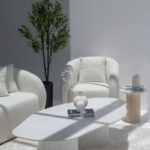 Artemisia White Quartz Irregular Coffee Table With Dual Base