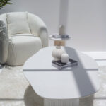 Artemisia White Quartz Irregular Coffee Table With Dual Base