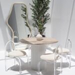 Cornelia Silver Travertine Dining Table (4 Base Colors)