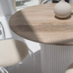 Cornelia Silver Travertine Dining Table (4 Base Colors)