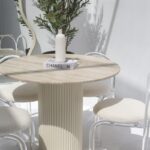 Cornelia Silver Travertine Dining Table (4 Base Colors)