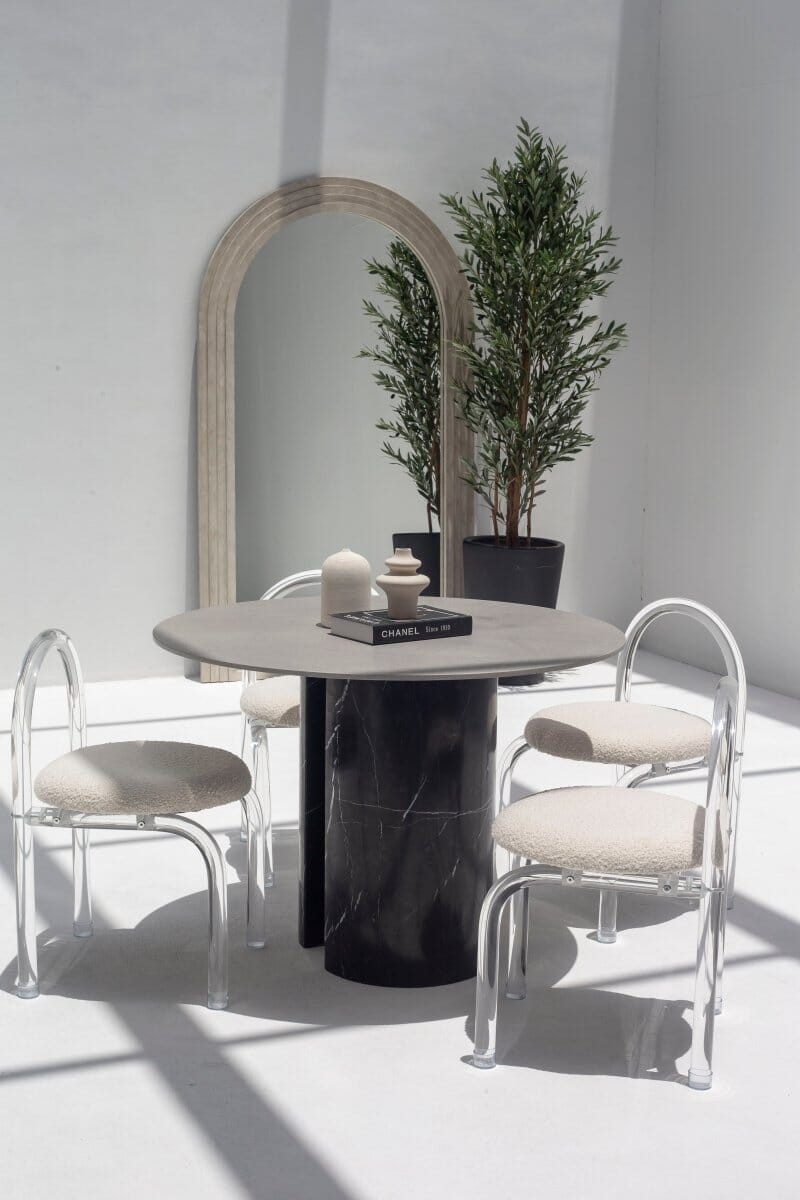 Orithyia Grey Dekton Dining Table with Marquina Base - Image 4
