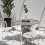 Cynthia Grey Dekton Dining Table with Bianco Joya Base