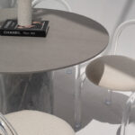 Cynthia Grey Dekton Dining Table with Bianco Joya Base