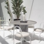 Cynthia Grey Dekton Dining Table with Bianco Joya Base