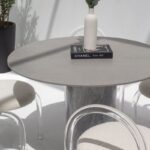 Cynthia Grey Dekton Dining Table with Bianco Joya Base