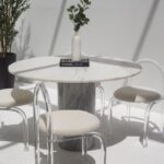 Cynthia White Marble Dining Table With Bianco Joya Base