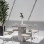 Cornelia Gray Dekton Dining Table with Fluted Marble Base