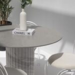 Cornelia Gray Dekton Dining Table with Fluted Marble Base