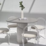 Cornelia Gray Dekton Dining Table with Fluted Marble Base