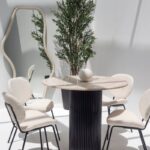 Cornelia White Travertine Top Dining Table (4 Base Colors)