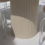 Cornelia White Travertine Top Dining Table (4 Base Colors)